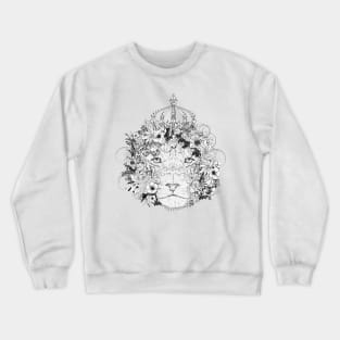 majestic decorated lion with flowers & crown Crewneck Sweatshirt